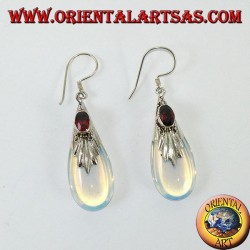 Orecchini d'argento con opale di mare e granato
