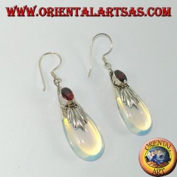 Pendientes de plata con ópalo de mar y granate