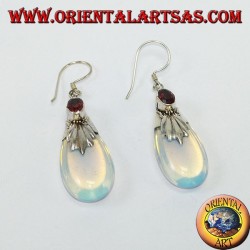 Boucles d'oreilles en argent avec opale de mer et grenat