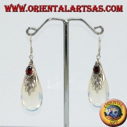 Boucles d'oreilles en argent avec opale de mer et grenat