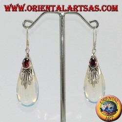 Boucles d'oreilles en argent avec opale de mer et grenat