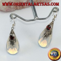 Boucles d'oreilles en argent avec opale de mer et grenat