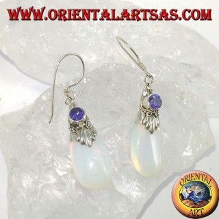 Boucles d'oreilles en argent avec opale de mer et améthyste