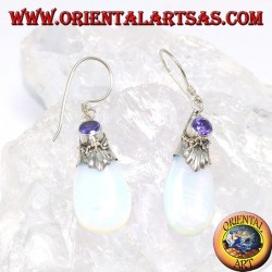 Silver earrings with sea opal and Amethyst