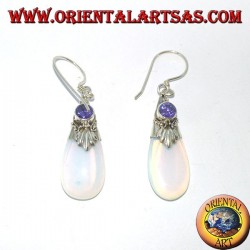 Silberohrringe mit Meeresopal und Amethyst