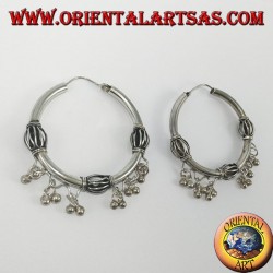 Boucles d'oreilles en argent (cercle) avec pendentifs