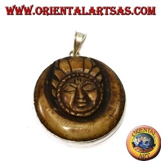 Colgante de plata con luna nepalí luna en hueso de yakl