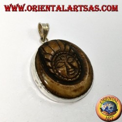 Silver pendant with Nepalese moon moon in yak bone