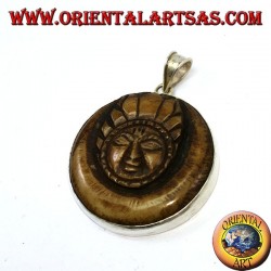Colgante de plata con luna nepalí luna en hueso de yakl