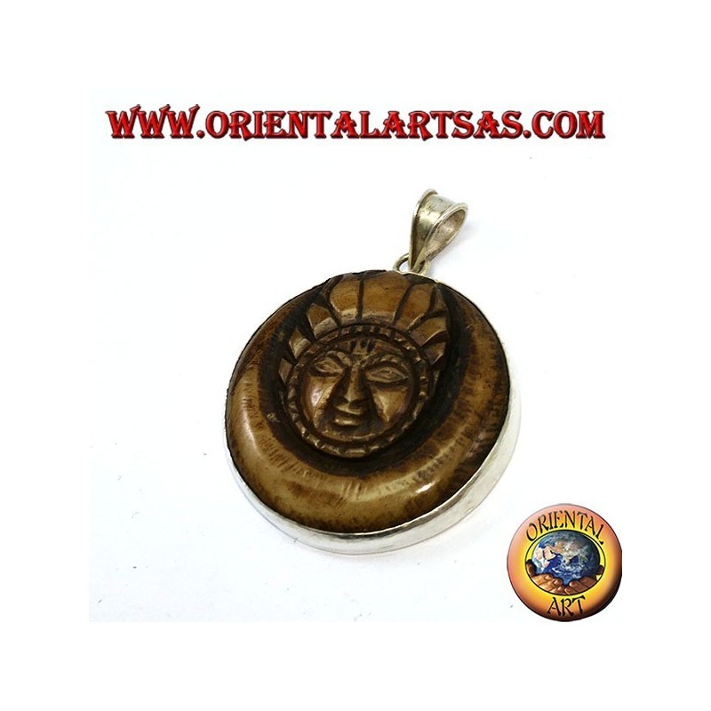 Colgante de plata con luna nepalí luna en hueso de yakl