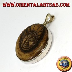 Pendentif en argent avec lune de lune népalaise en os de yak