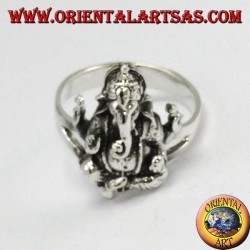 Silver ring with Ganesha or Ganesh sitting