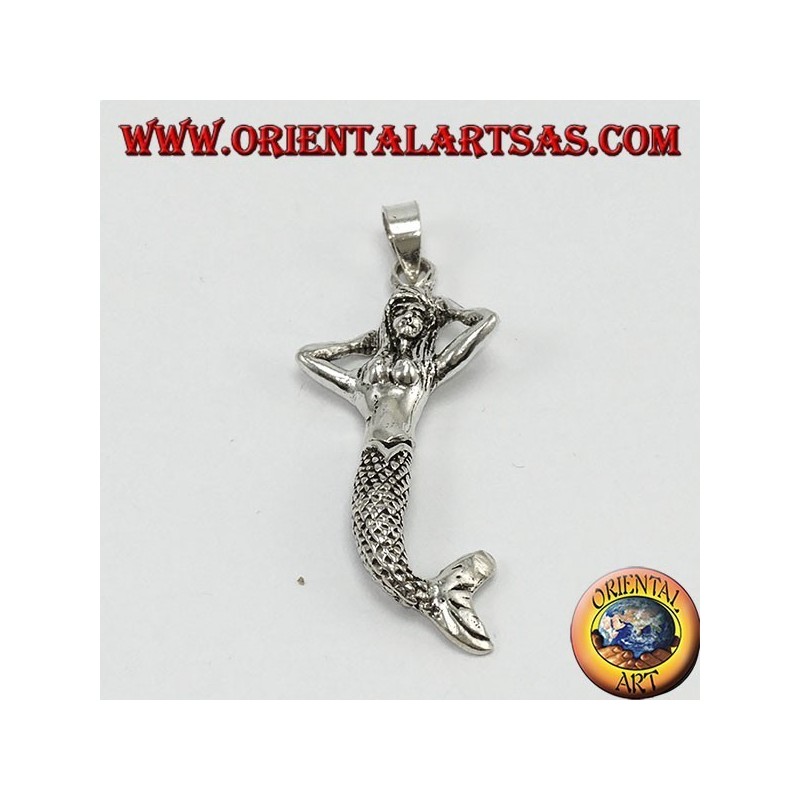 Colgante de plata, sirena móvil