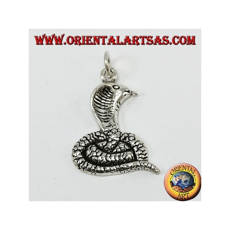 Silver pendant, cobra coming out of the tongue