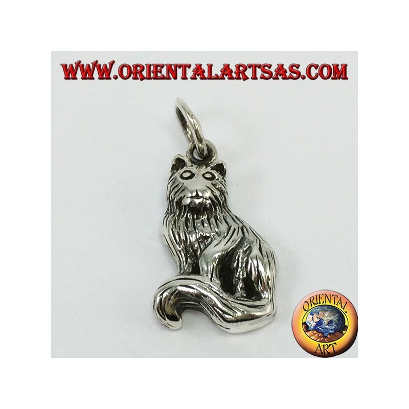 Pendentif en argent, chat persan