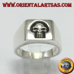 Sello de anillo plateado, cráneo no recubierto