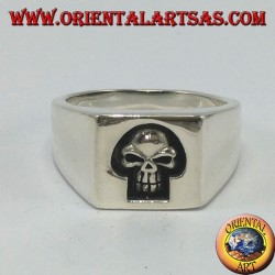 Sello de anillo plateado, cráneo no recubierto