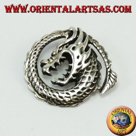 Silver spiral dragon pendant,