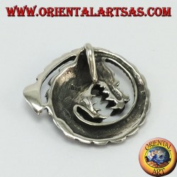 Pendentif dragon en spirale argenté,