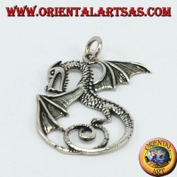 Silver pendant, dragon with wings (big)