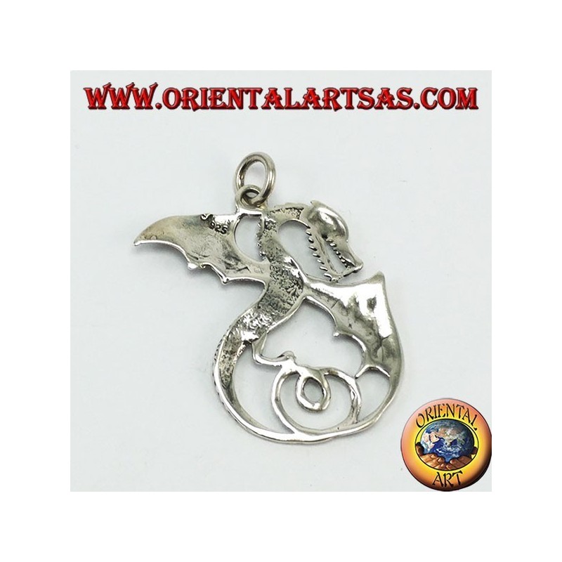Pendentif en argent, dragon avec des ailes (grand)