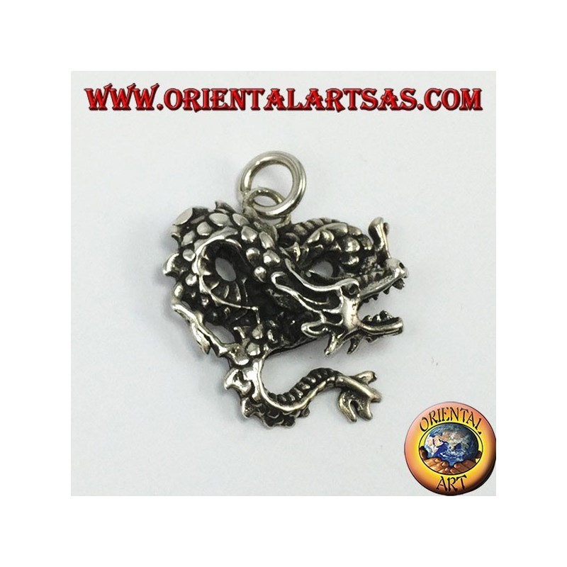 Pendentif en argent, dragon torsadé