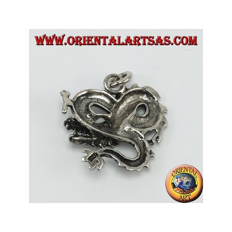 Silver pendant, twisted dragon
