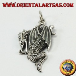 Silver pendant, dragon with wings closed