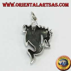 Pendentif en argent, dragon avec les ailes fermées