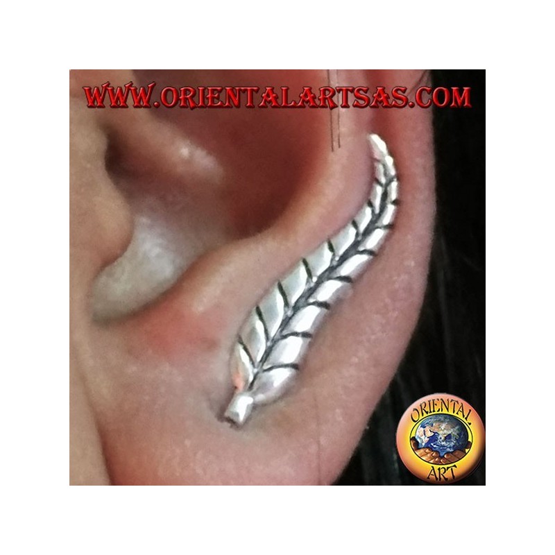 Silver earring Feather cover ear