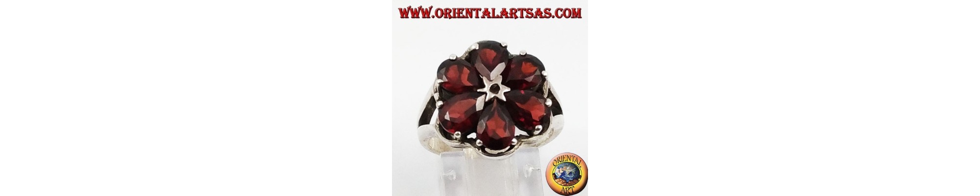 925 Silver Rings with Natural Garnet and Peridot