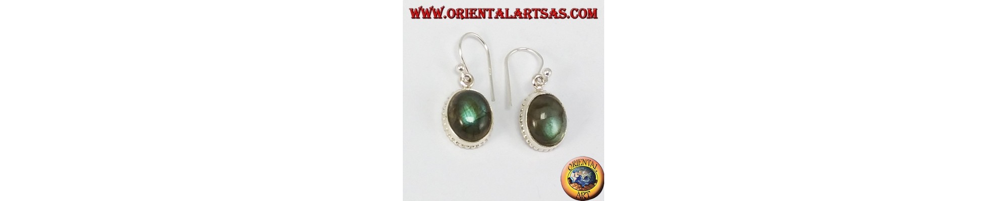 Earrings with Moonstone, Black Star and Labradorite