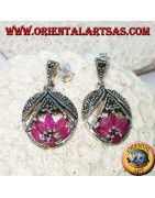 Silver earrings with Rubies, Emeralds and Sapphires