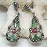 Earrings with rubies, emeralds, sapphires