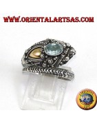 Silberringe 925 mit Blau-, Gelb-, Rauchtopas und Bergkristall