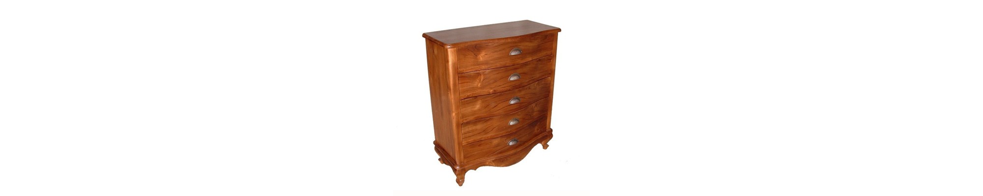 Commode et commode en teck massif de style ethnique colonial